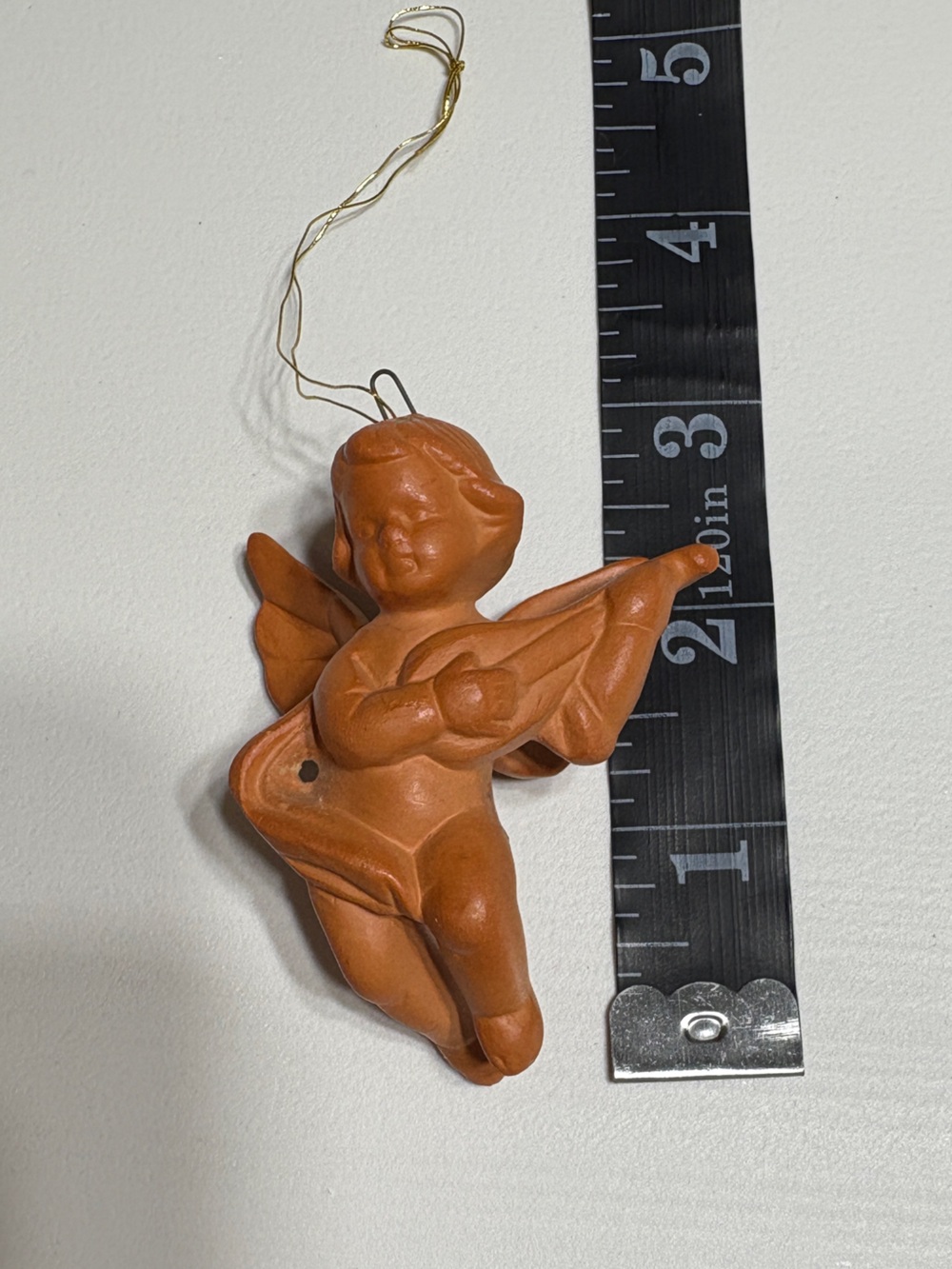 Vtg Cherub Terra Cotta Pottery Playing Musical Instrument  Italy 3" Ornament - Picture 4 of 4